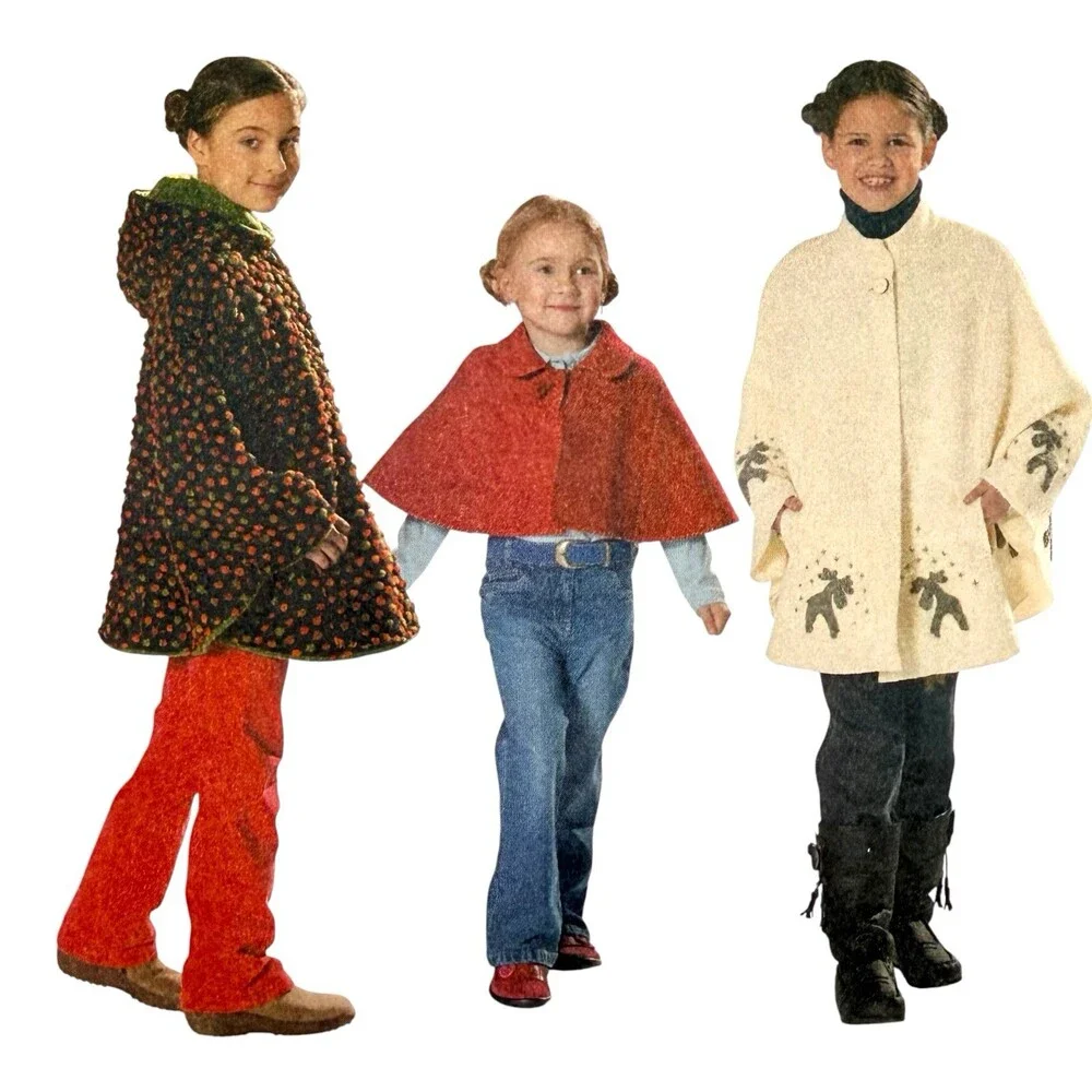 2006 Burda Germany Sewing Pattern Girls Capes 3-Variants Sizes 4-10 #9674